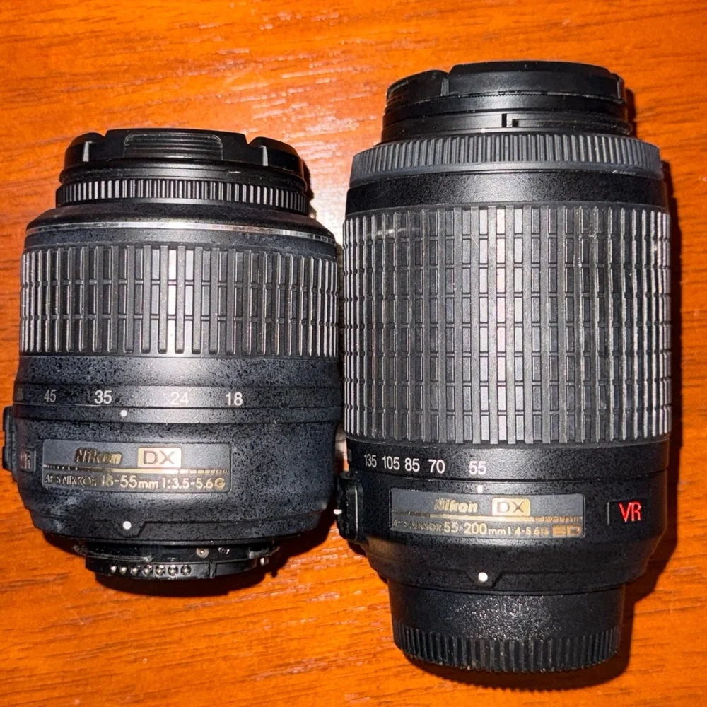 Nikon D3100 with 18-55mm lens + 55-200mm lens